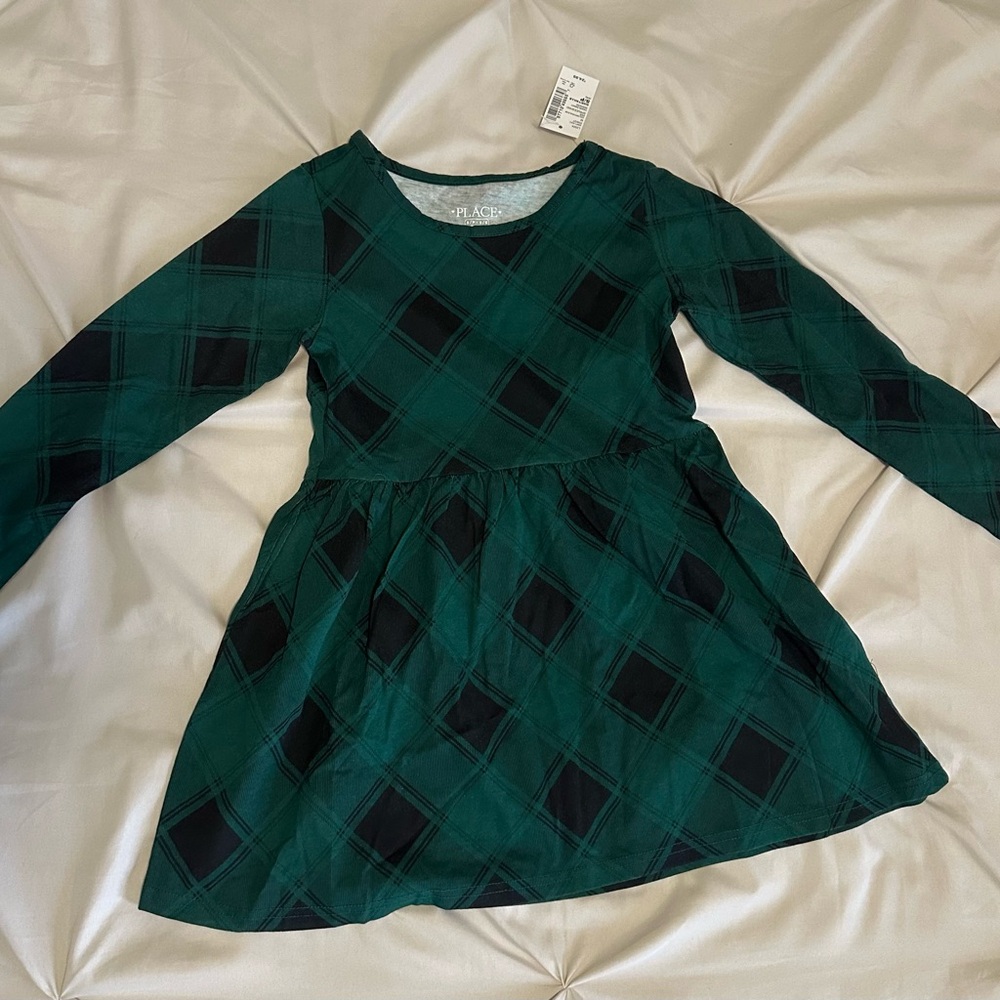Children’s Place Green and Black Plaid Kids Dress